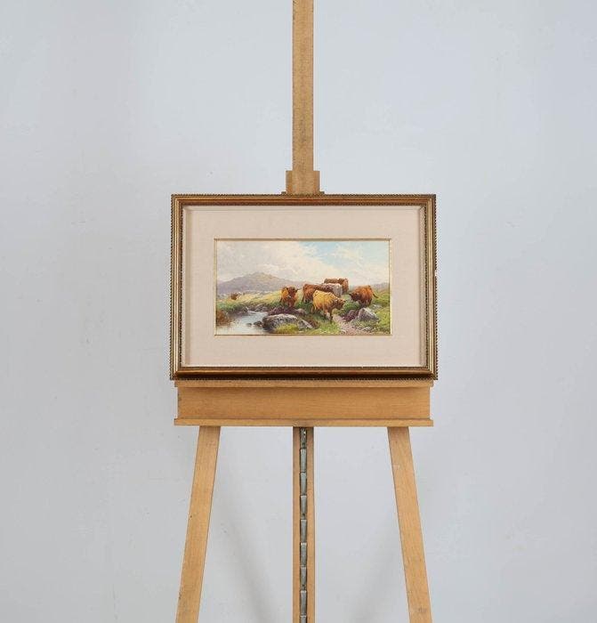 Tom Rowden (1842) - Schotse hooglanders, Antiquités & Art, Art | Peinture | Classique