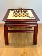 Schaaktafel - Hout, Calacatta marmer