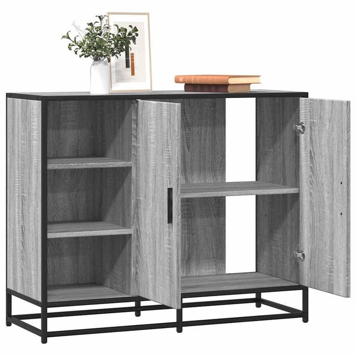 vidaXL Dressoir 92x35x76 cm bewerkt hout grijs sonoma, Maison & Meubles, Armoires | Dressoirs, Envoi