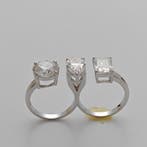 Ring - 14 karaat Witgoud - 10.47ct. tw. Diamant (Lab-grown)