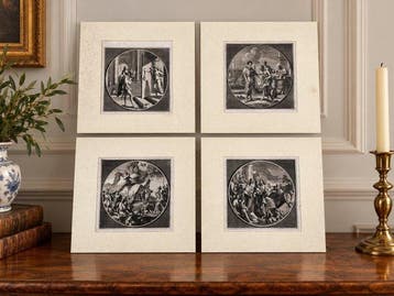 Jacob Cats – J. Cats Gedachten - Vier antieke kopergravures, Antiek en Kunst
