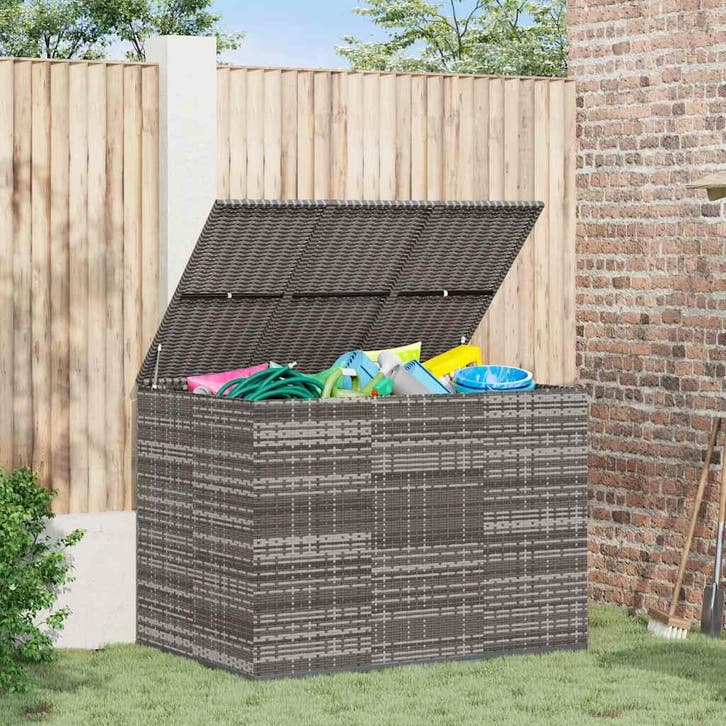 vidaXL Tuinbox 145x100x103 cm polyetheen rattan grijs, Tuin en Terras, Bergingen en Tuinkasten, Nieuw, Verzenden