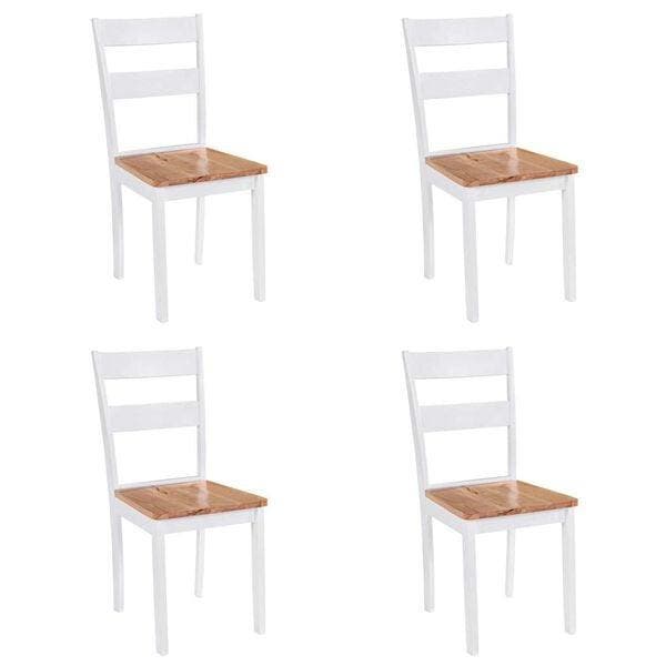 Set 4 Wit Rubberwood Stoelen | Retour Deal | Kwaliteit!, Huis en Inrichting, Stoelen, Vier, Nieuw, Hout, Verzenden