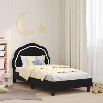 vidaXL Kinderen bedframe met hoofdboard Zwart 80 x 160 cm, Verzenden, Nieuw
