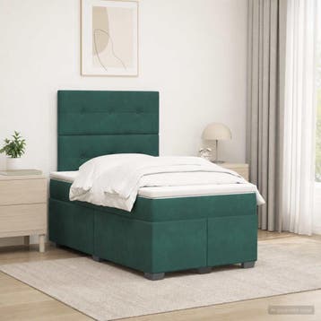 vidaXL Boxspringbed met matras Donkergroen 120 x 200 cm, Verzenden, Nieuw
