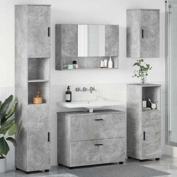 vidaXL Badkamermeubel Set 5 st Beton Grijs 35 x 30 x 192 cm, Verzenden