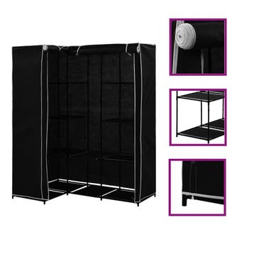 vidaXL Hoekkledingkast 130x87x169 cm zwart, Maison & Meubles, Verzenden