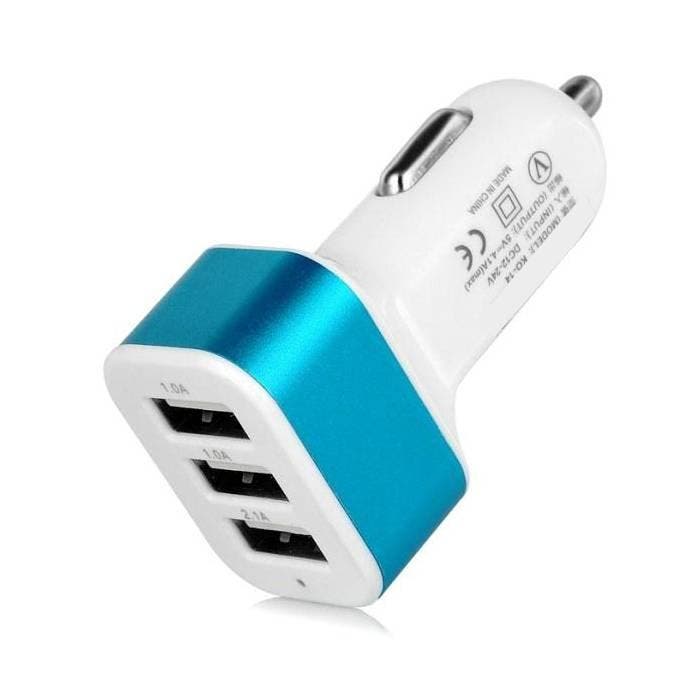 High Speed 3-Port Autolader/Carcharger 5V - 4.1A - Blauw, Télécoms, Téléphonie mobile | Accessoires & Pièces, Envoi