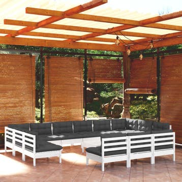 vidaXL 14-delige Loungeset met kussens massief grenenhout, Verzenden, Loungeset