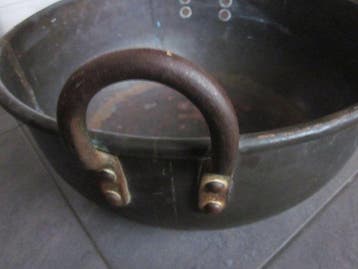 Kom - Koper, smeedijzer - Grote confituurketel