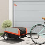 vidaXL Fietstrailer 45 kg ijzer zwart en oranje, Verzenden, Nieuw