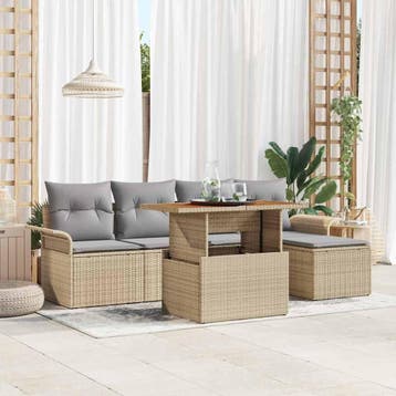 vidaXL Tuinbank Set 6 st beige en lichtgrijs, Verzenden, Nieuw