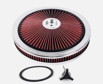 Luchtfilter 14 X 2 inch high flow chroom met rood filter, Ophalen of Verzenden, Nieuw