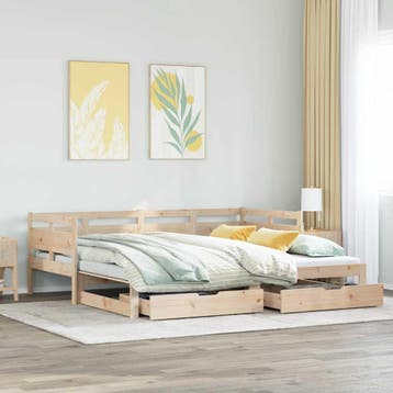 vidaXL Slaapbank met onderschuifbed en lades zonder matras, Verzenden, Nieuw