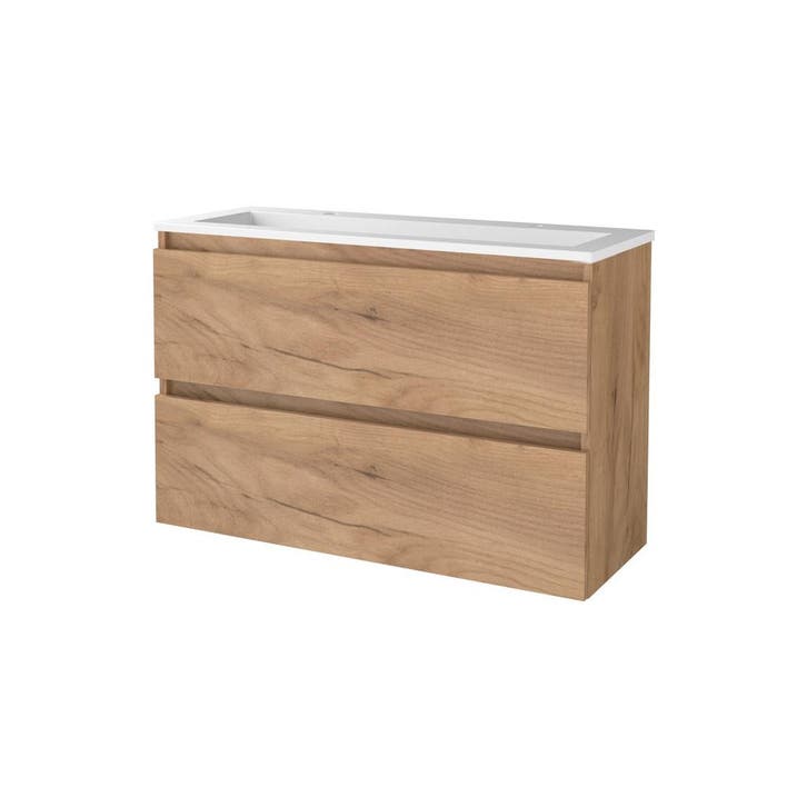 Badmeubelset BWS Salt 100x39cm Greeploos 2 Lades Met, Doe-het-zelf en Bouw, Sanitair, Bad, Nieuw, Chroom, Ophalen of Verzenden