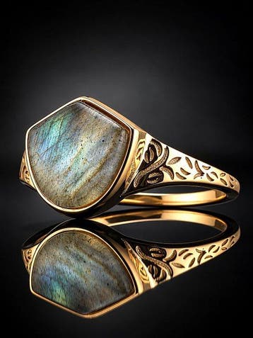 Blauwe vlam Labradoriet Ring - 925 Sterling Zilver -