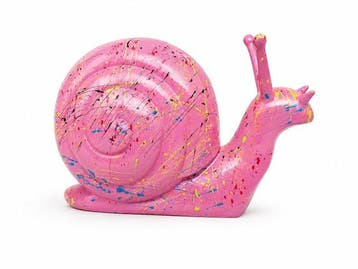 Statue, statue of a snail pink color modern fine arts colors