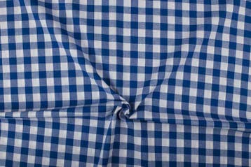 Boerenbont stof cobaltblauw wit geruit - 18mm geruit, Blauw, 120 cm of meer, Ophalen of Verzenden, Katoen