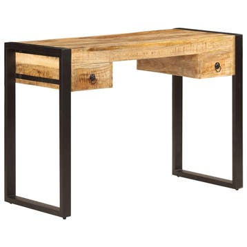 vidaXL Bureau met 2 lades 110x50x77 cm massief mangohout, Huis en Inrichting, Verzenden, Nieuw