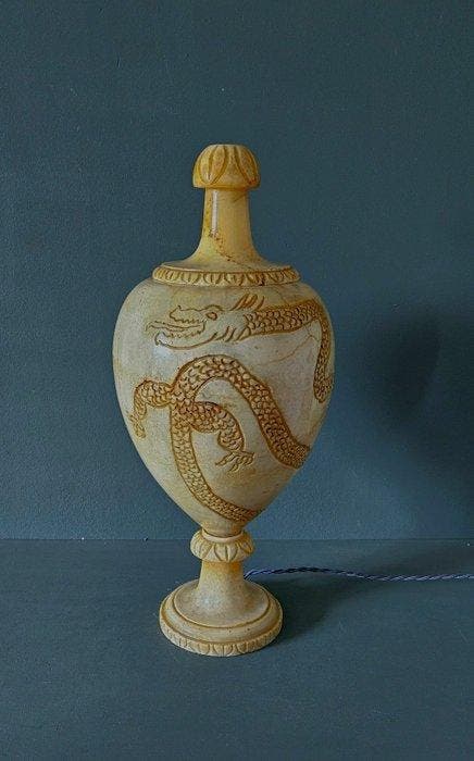 Tafellamp - Onyx - Vintage Onyx Vaaslamp, Antiek en Kunst, Curiosa en Brocante
