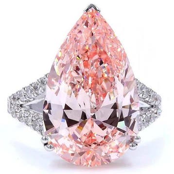 Ring - 18 karaat Witgoud - 10.98ct. tw. Roze Diamant (Fancy