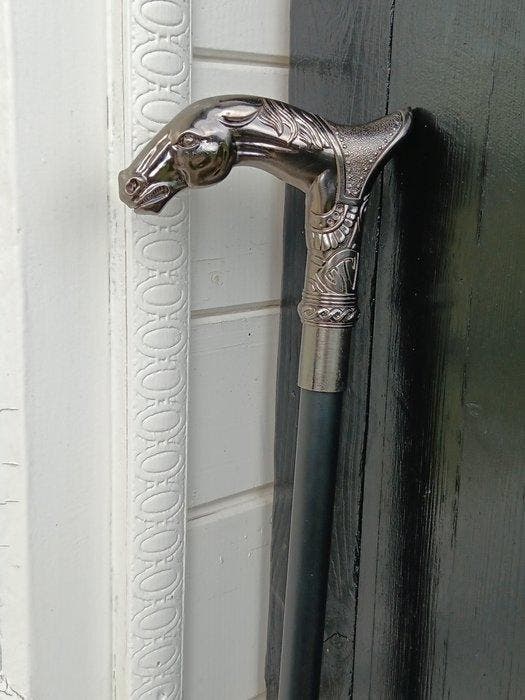 Wandelstok - paard - Legering, Antiquités & Art, Art | Objets design