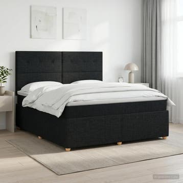vidaXL Boxspringbed met matras met hoofdeinde Zwart 140 x, Verzenden