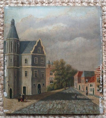 Hollandse school (XIX) - Stadsgezicht in Nederland -, Antiek en Kunst