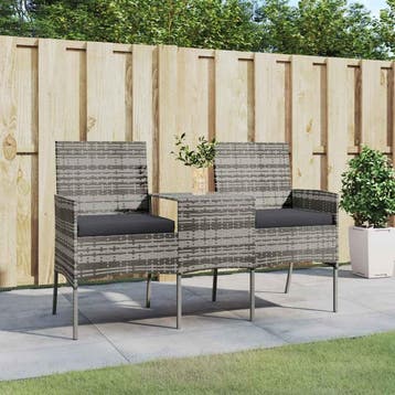 vidaXL Tuinbank 2-zits met tafeltje poly rattan, Verzenden, Nieuw