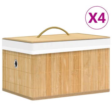 vidaXL Opbergboxen 4 st bamboe, Doe-het-zelf en Bouw, Kratten en Dozen, Verzenden, Nieuw