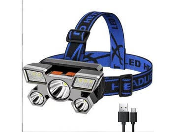Veiling - Ultra Krachtige LED Hoofdlamp USB-C Oplaadbaar, Caravans en Kamperen, Zaklampen, Nieuw