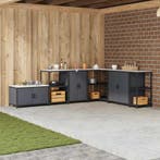 vidaXL Keukenopslag HATTEM Antraciet 60 x 50 x 92 cm Staal, Verzenden, Nieuw