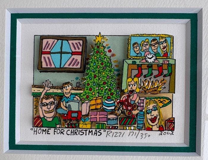 James Rizzi (1950-2011) - Home for Christmas, Antiek en Kunst, Kunst | Designobjecten