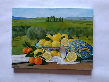 V. Fiorani (XX) - Paesaggio con limoni