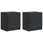 vidaXL Nachtkastje 2 pcs Zwart 43 x 34,5 x 47 cm Bewerkt, Huis en Inrichting, Slaapkamer | Nachtkastjes, Verzenden, Nieuw