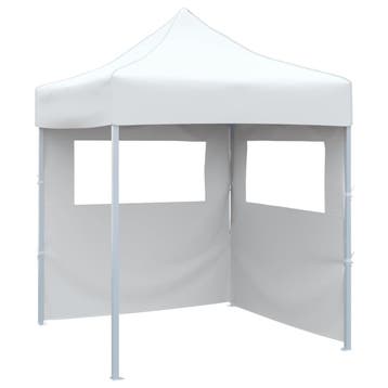 vidaXL Partytent met 2 zijwanden inklapbaar 2x2 m staal wit, Verzenden, Nieuw