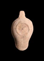 Laat-Romeins Terracotta Olielamp met kruisontwerp, Antiek en Kunst