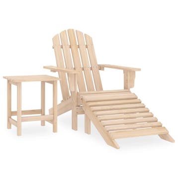 vidaXL Tuinstoel Adirondack met voetenbank en tafel massief, Verzenden, Nieuw