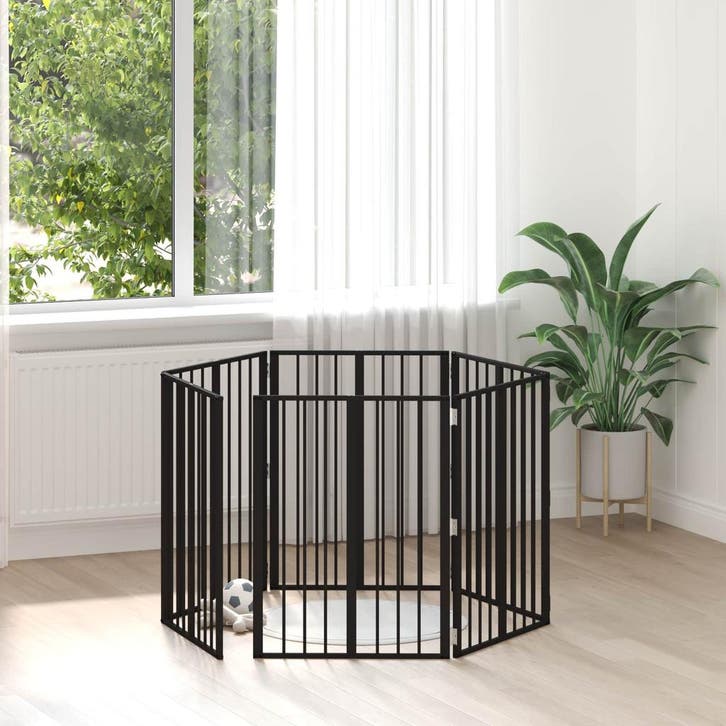 vidaXL Hondendeur 6 pcs Zwart 60 x 80 cm Gegevens staal, Animaux & Accessoires, Caisses pour chiens, Envoi