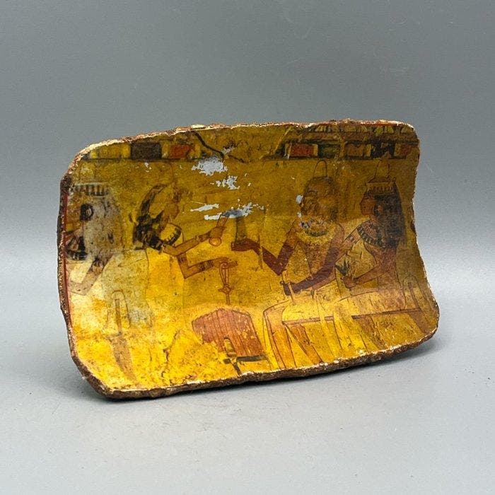 Replica van het oude Egyptische Fragment waarin een zittend, Antiquités & Art, Antiquités | Autres Antiquités