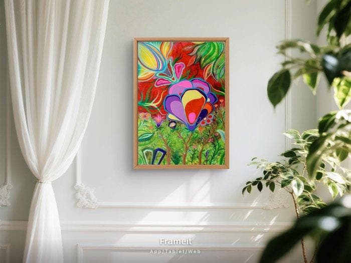 Kasai Massana (1975) - RARE FLOWER ON HUXLEYS GARDEN., Antiquités & Art, Art | Peinture | Moderne