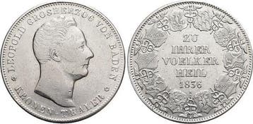Kronentaler, daalder 1836 Baden-durlach Leopold 1830-1852, Verzenden, België
