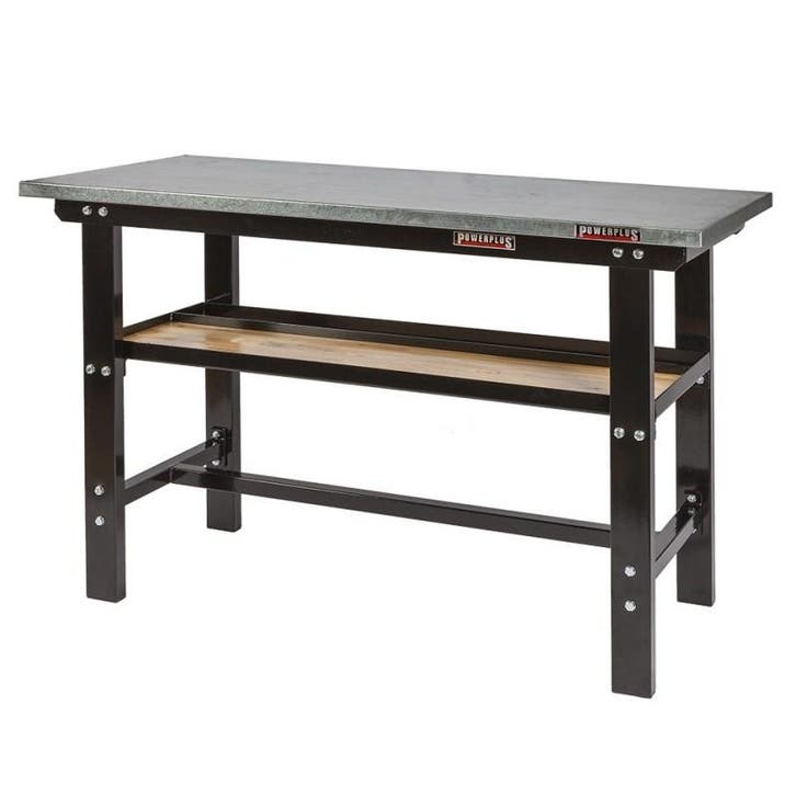 Werkbank zwart 150 cm met zinken werkblad, Doe-het-zelf en Bouw, Werkbanken, Ophalen of Verzenden