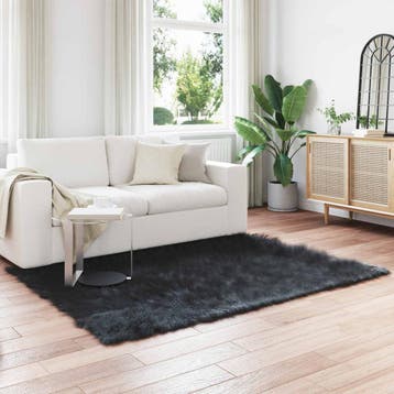 vidaXL Tapijt van imitatie schapenvacht TAFALLA Zwart 140 x, Verzenden, Nieuw