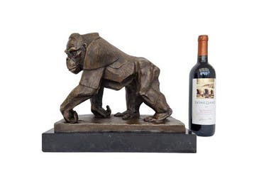 Sculpture, Gorilla - 30 cm - Bronze, Marbre, Antiquités & Art