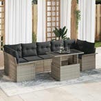 vidaXL Tuinbank Set met kussen 8 pcs Lichtgrijs poly rattan, Tuin en Terras, Tuinsets en Loungesets, Verzenden, Nieuw