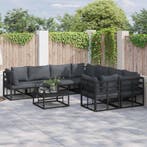 vidaXL Tuinbank Set met kussen 9 pcs Zwart Staal, Verzenden, Nieuw