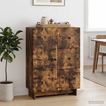 vidaXL Dressoir met lade Gerookt eiken 66 x 34,5 x 90 cm, Huis en Inrichting, Kasten | Dressoirs, Verzenden, Nieuw