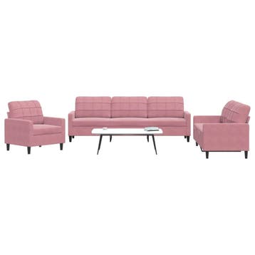 vidaXL 3-delige Loungeset met kussens fluweel roze, Verzenden, Nieuw