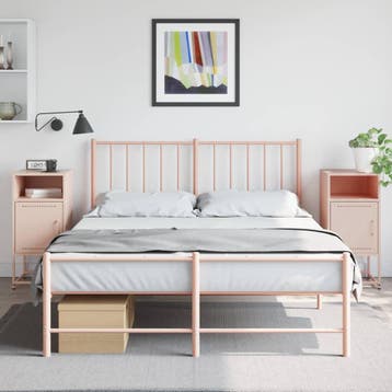 vidaXL Nachtkastjes 2 st 36x39x78 cm staal roze, Huis en Inrichting, Verzenden, Nieuw